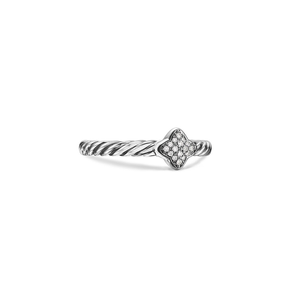 David Yurman Quatrefoil Ring with Diamonds Size 5